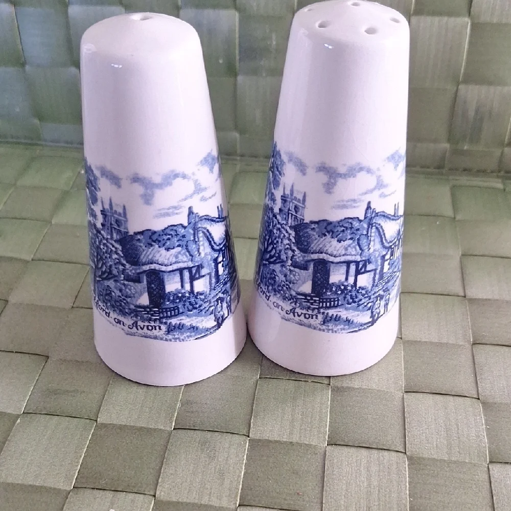 Blue and White Ceramic Salt and Pepper Shakers